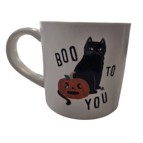 Halloween NWT Boo To You 16oz White Hyde & EEK Halloween 24 coffee mug black cat - Picture 5 of 6